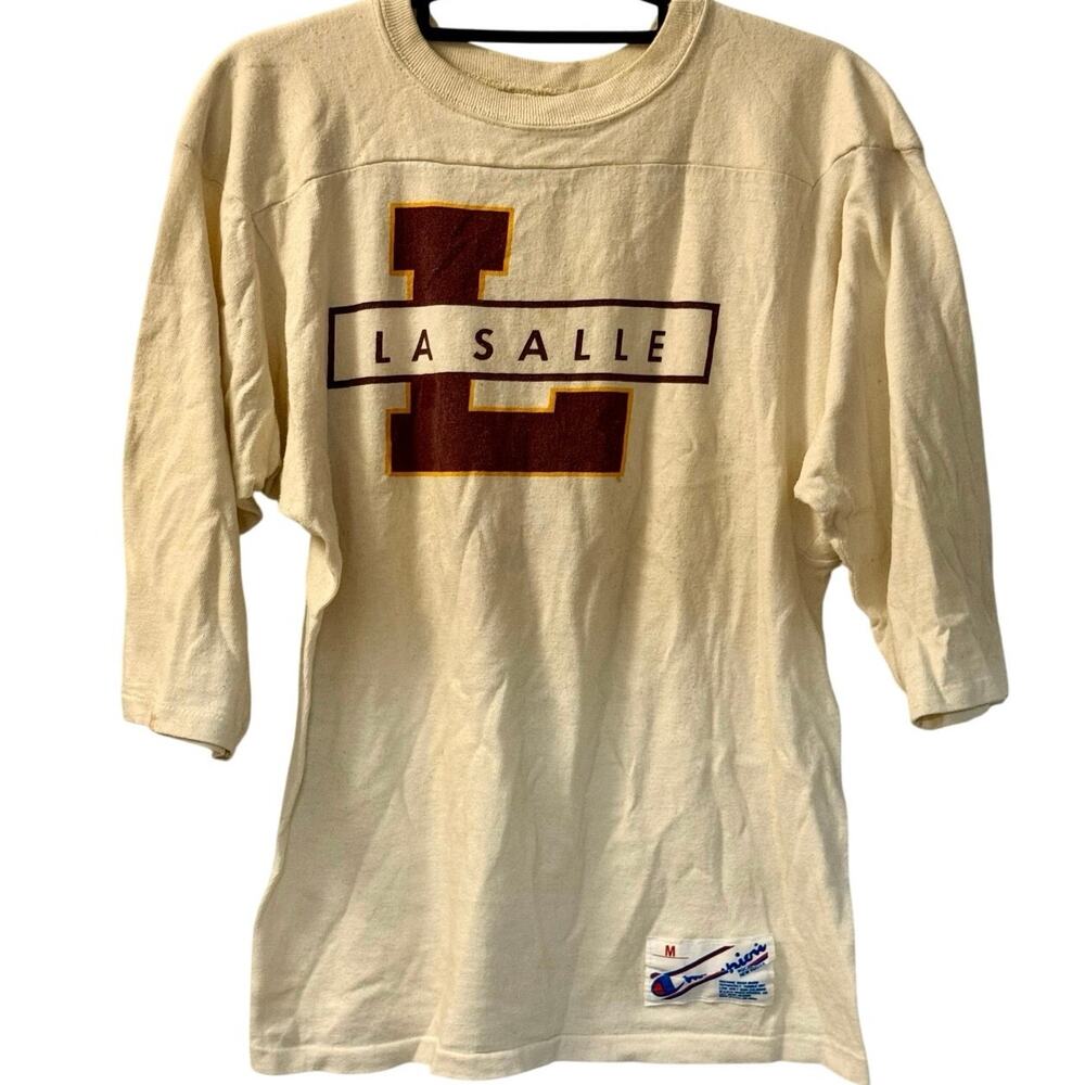 Vintage 80s La Salle University Single Stitch Champion Shirt Adult Medium